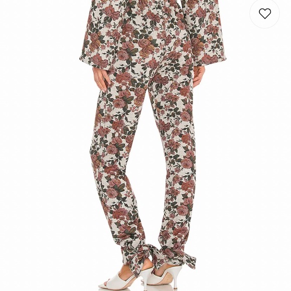 HOST PIC LOVERS + FRIENDS TIE ANKLE SWEATPANT RED VICTORIAN FLORAL COTTON SZ S,M - Picture 3 of 7